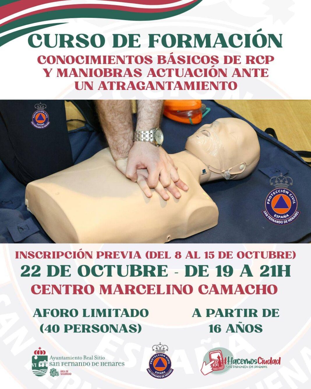 Protección Civil ofrece un taller gratuito de RCP y Heimlich el 22 de octubre - imagen 1